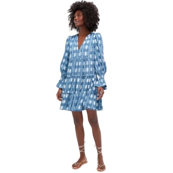 Tuckernuck NWT Pomander Place Blue Ikat Kenzo Ruffle Swing Dress Size M - Picture 7 of 14